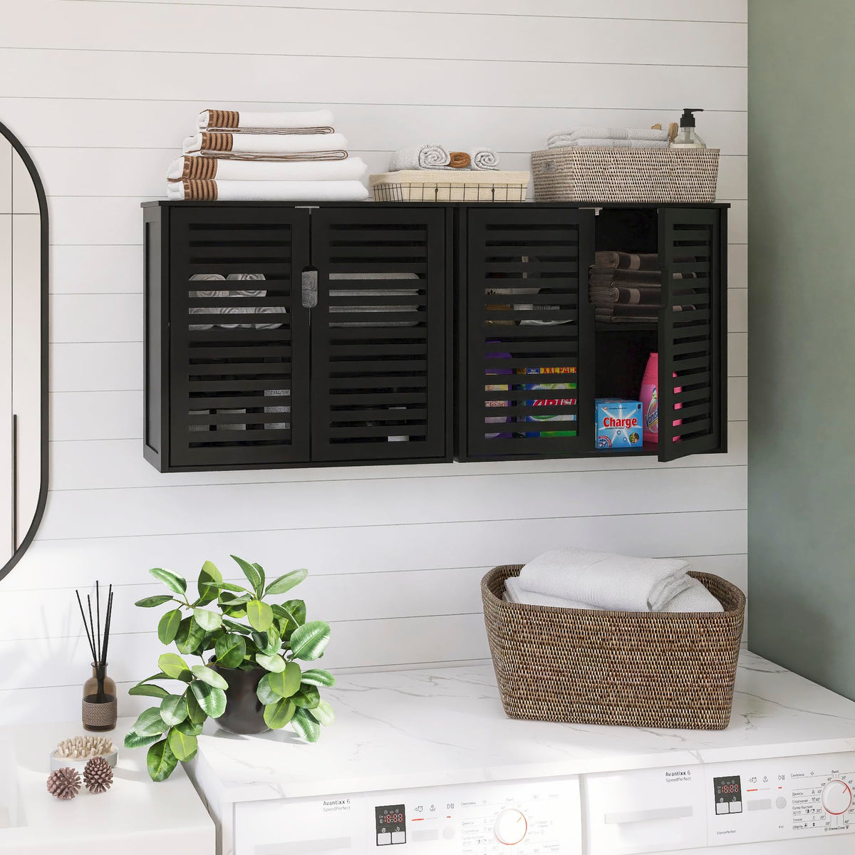 Black Bathroom Storage Cabinet with Adjustable Shelf G16872