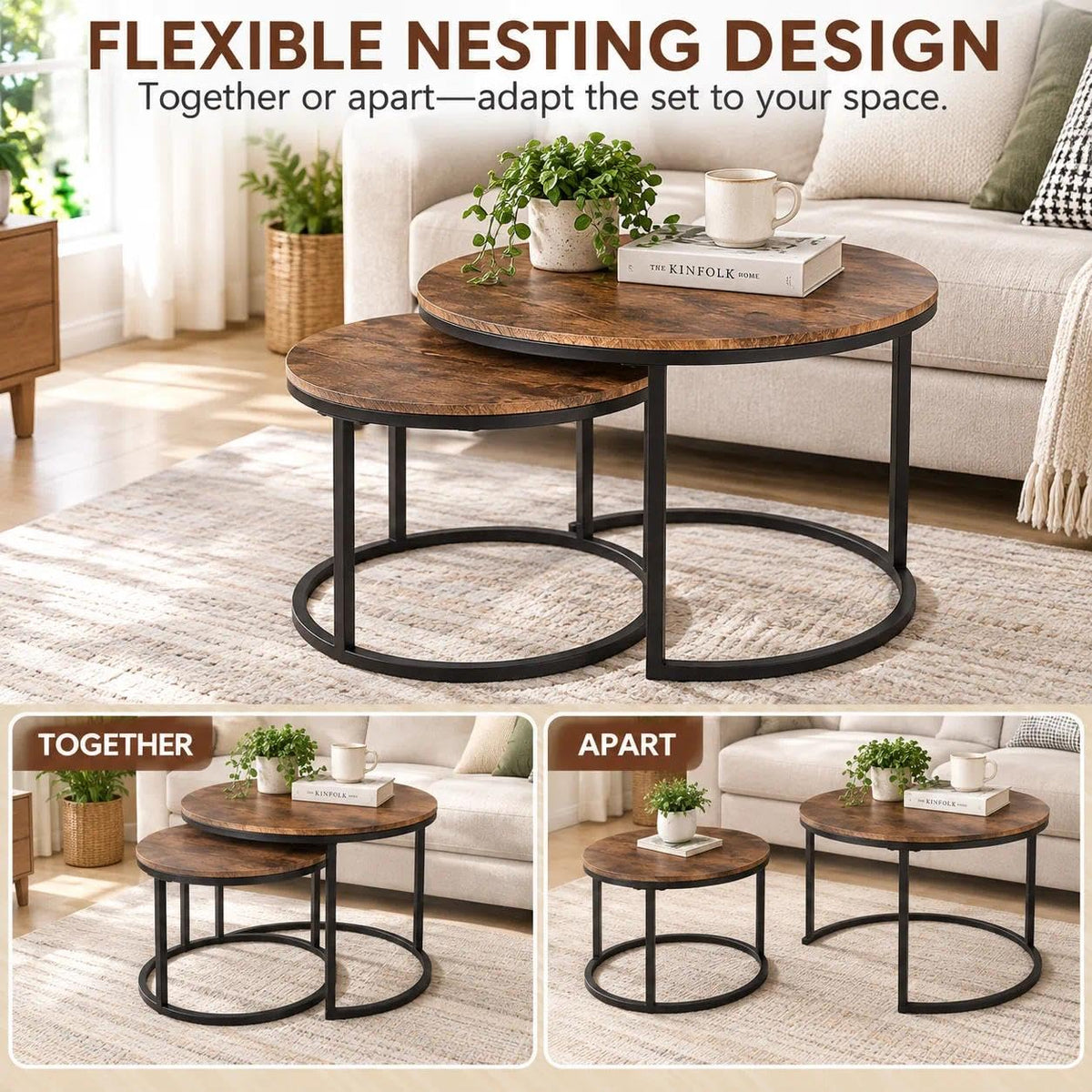 Round Nesting Coffee Table Set of 2 G8861