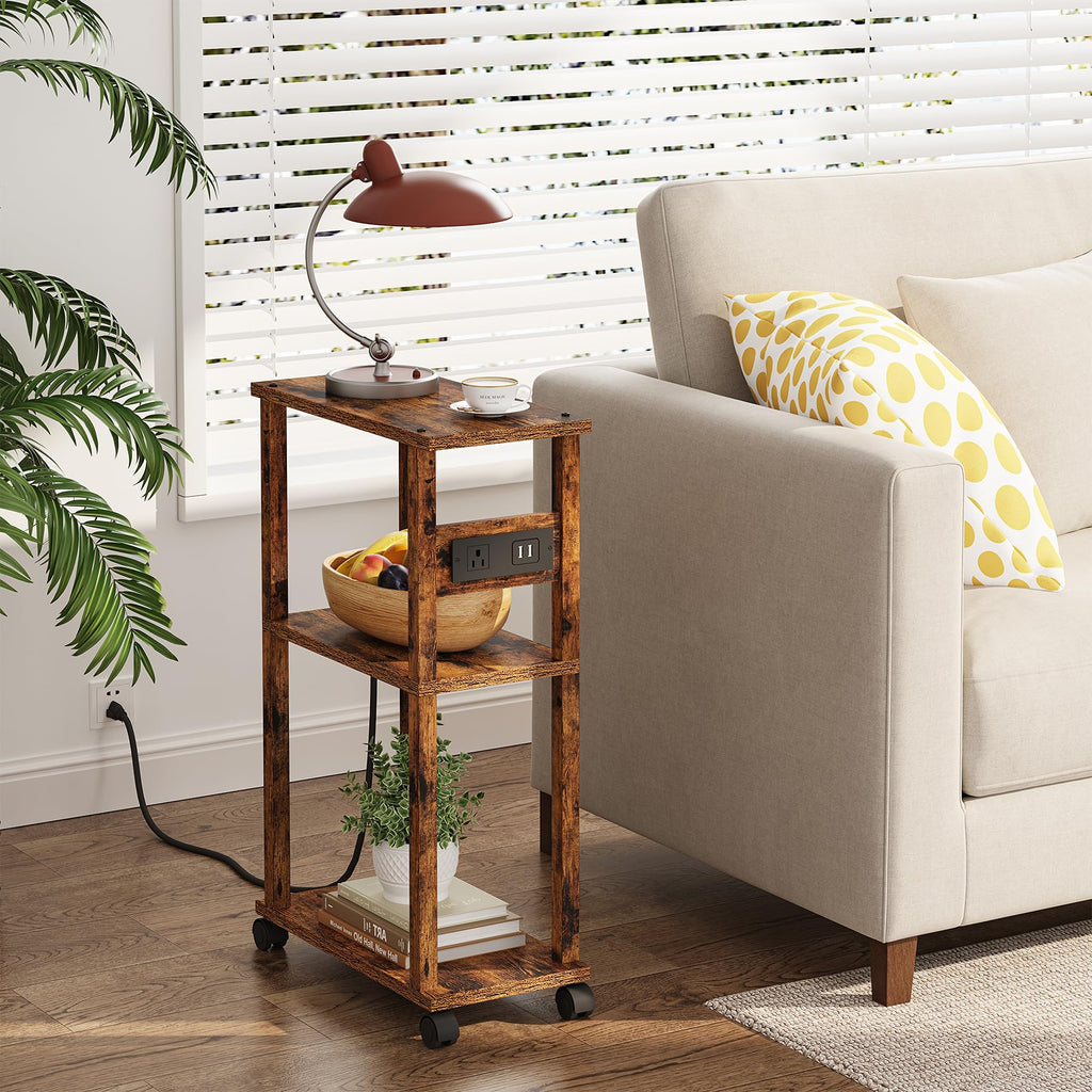 Small Narrow Side Table with Charging Station A441