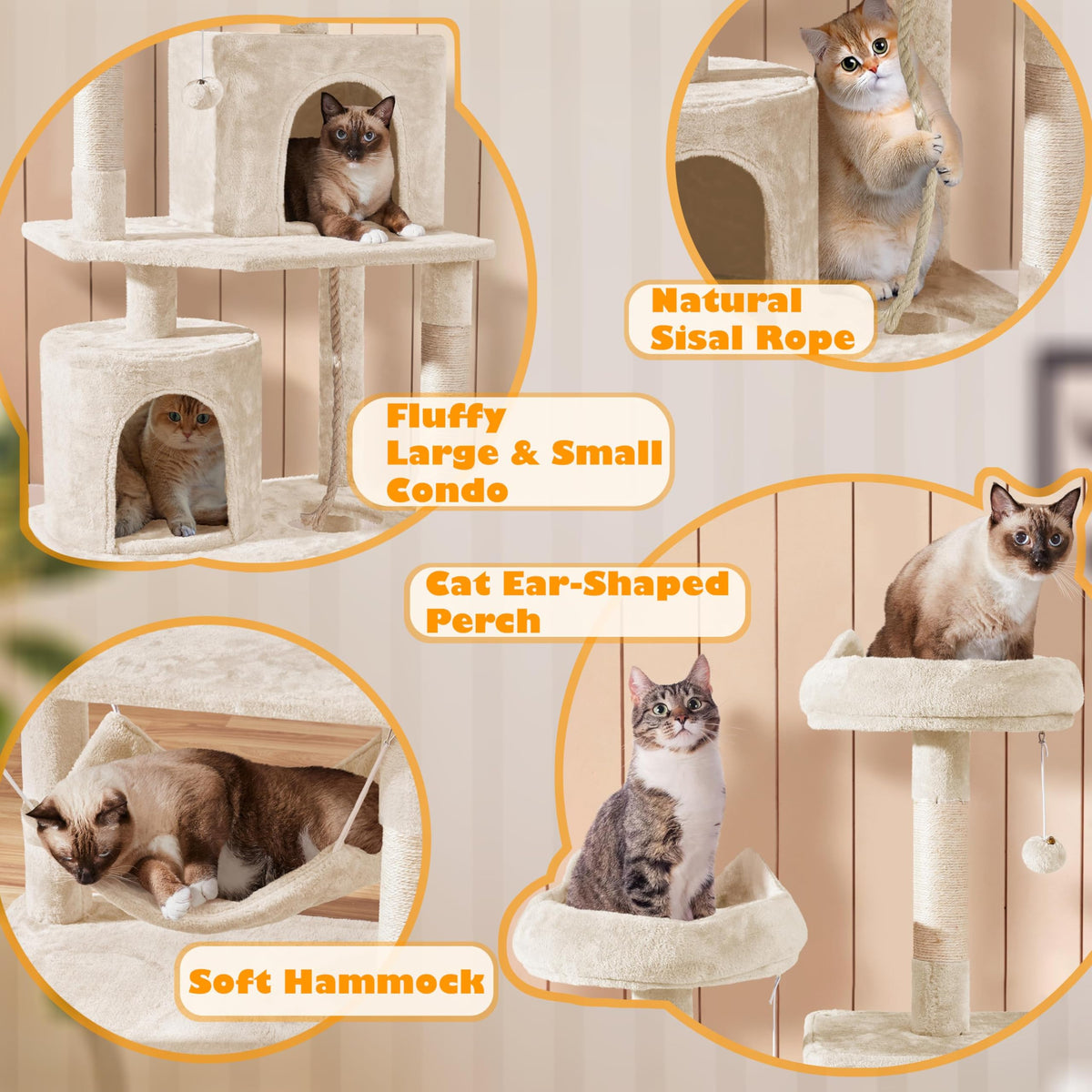 Beige 70.5in Multi-Level Cat Tree C2906