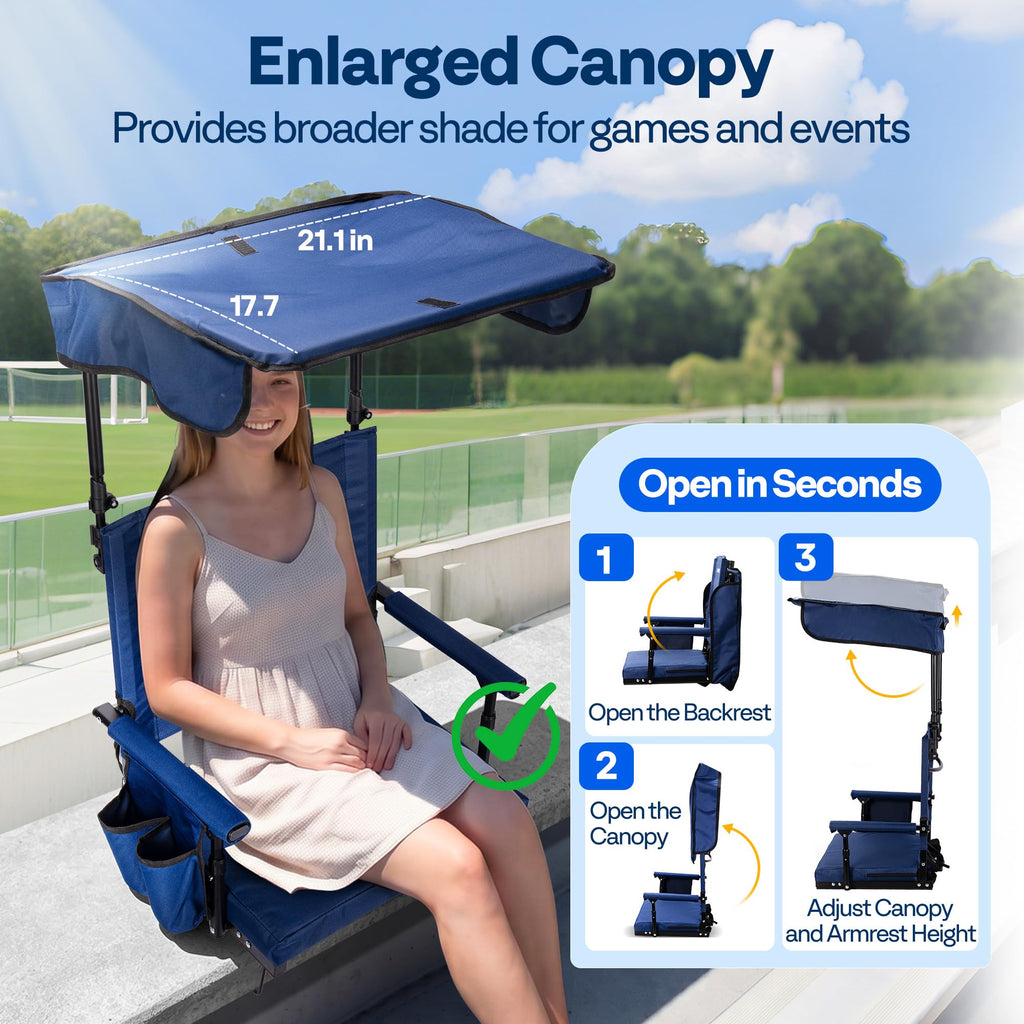 Stadium Seat with Sunshade Canopy and Back Support Z819