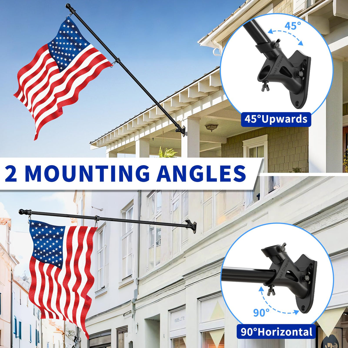 Heavy Duty Stainless Steel Flag Pole Holder 2 Positions D235854