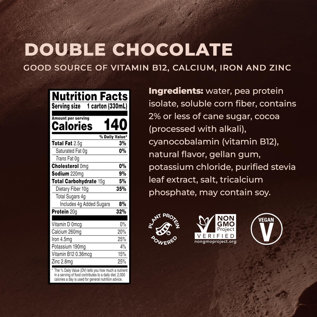 Double Chocolate Vegan Protein Shake 11 Fl Oz Pack of 12 L4552