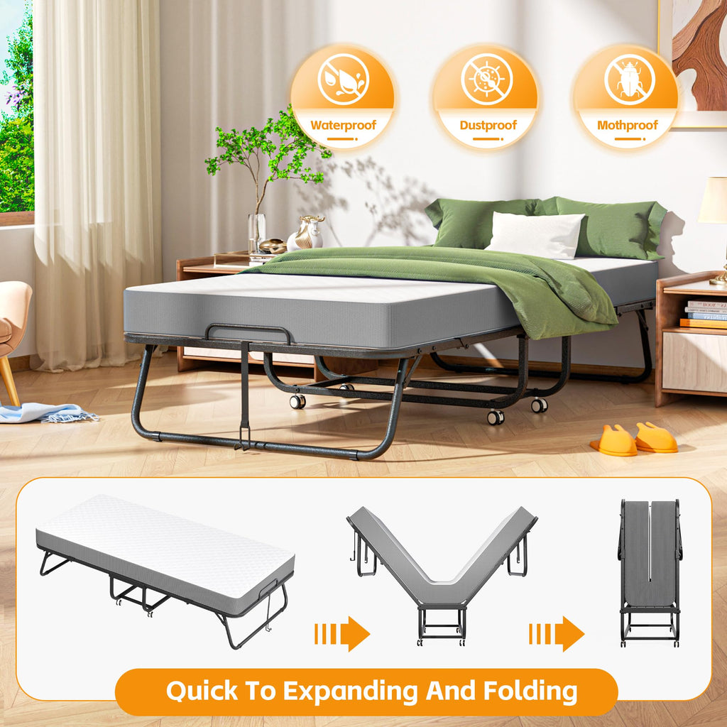 Folding Bed with 5-inch Memory Foam Mattress Y549820