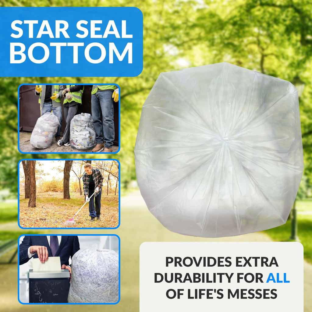 55-60 Gallon Heavy Duty Clear Trash Bags with Ties G945