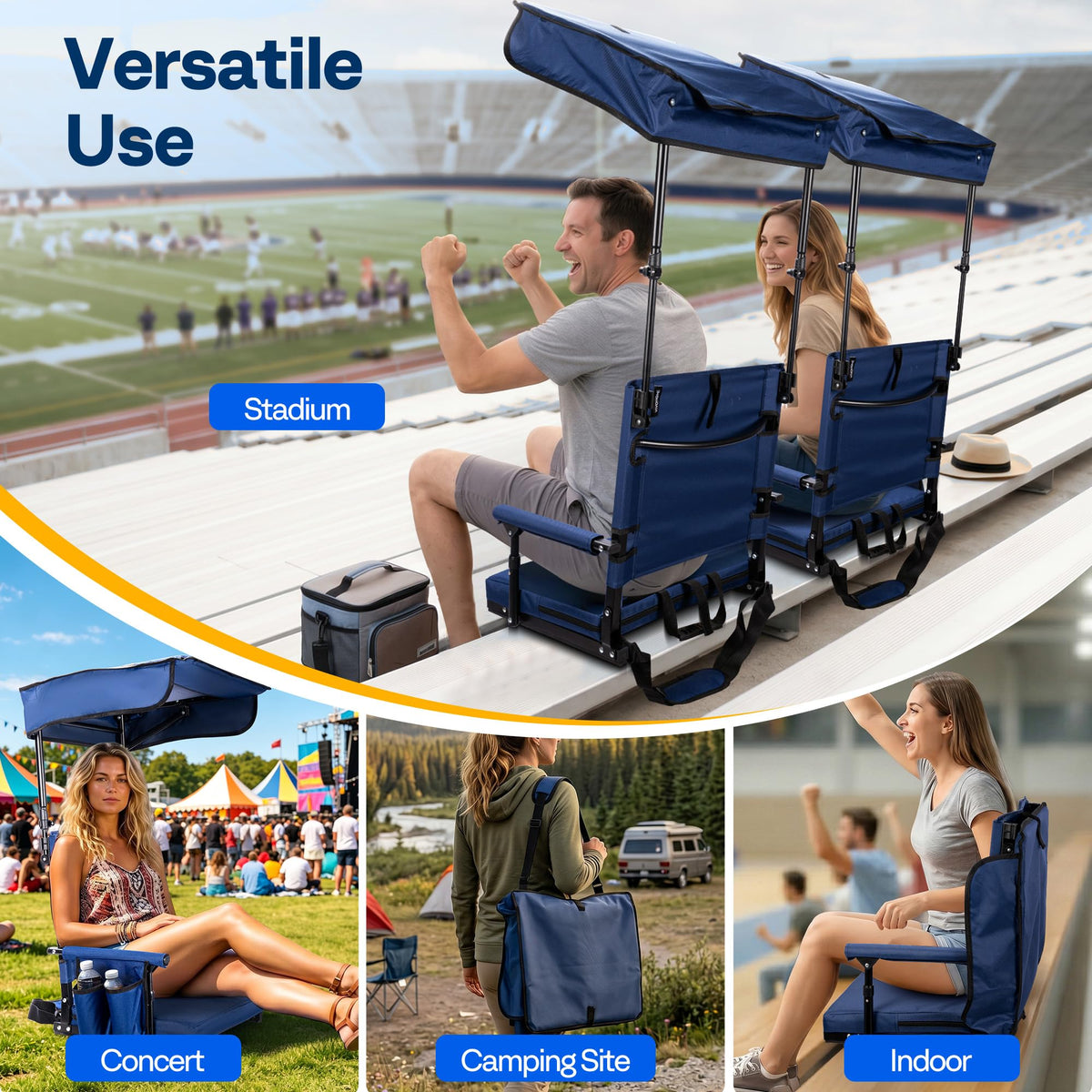 Stadium Seat with Sunshade Canopy and Back Support Z819
