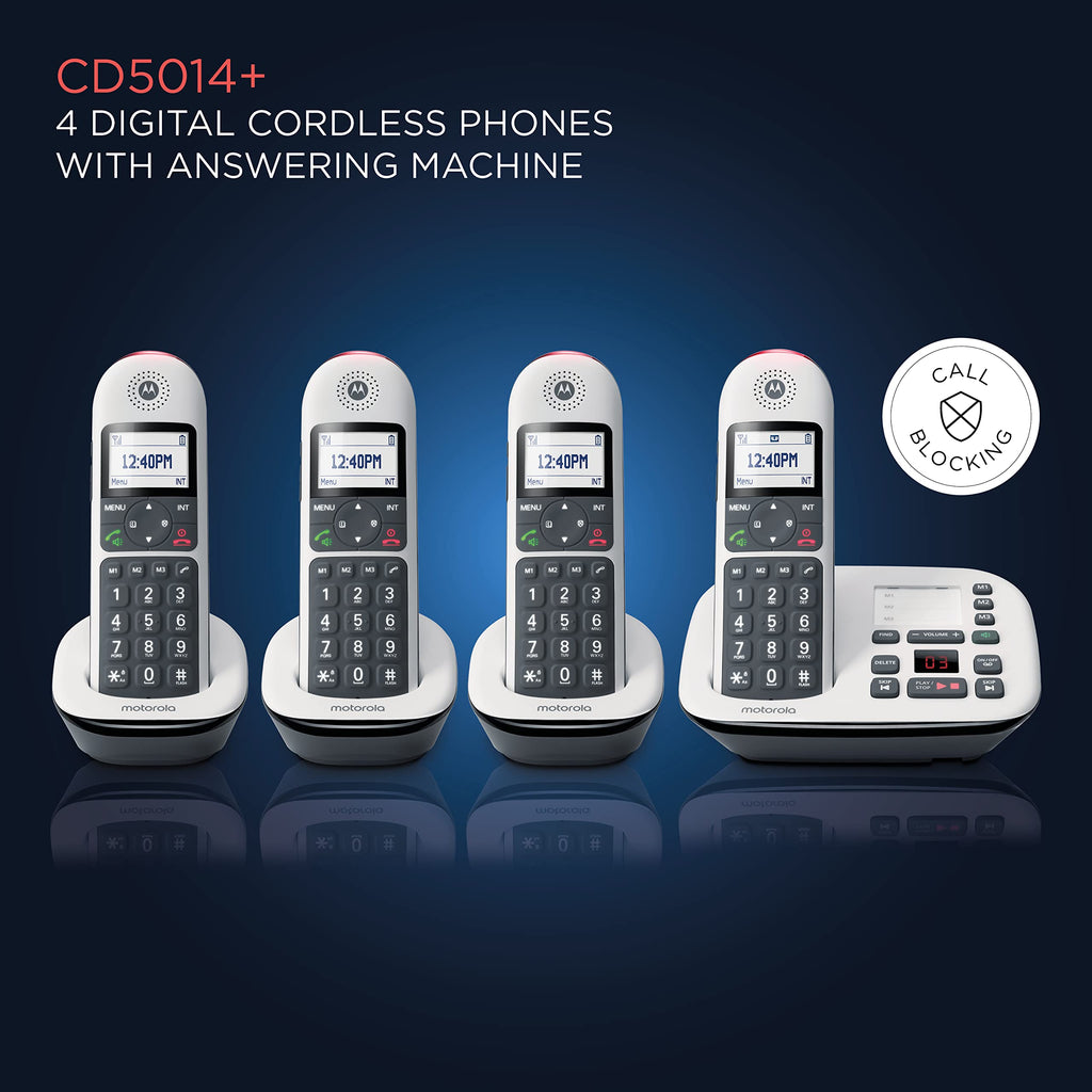 Digital Cordless Telephone with Answering Machine 4 Handsets DECT 6.0 A98255