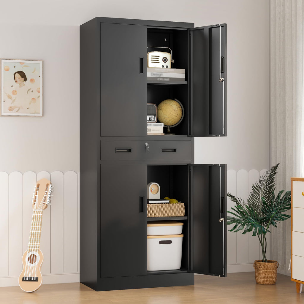 Metal Locking Storage Cabinet with Adjustable Shelves and 1 Drawer T603125
