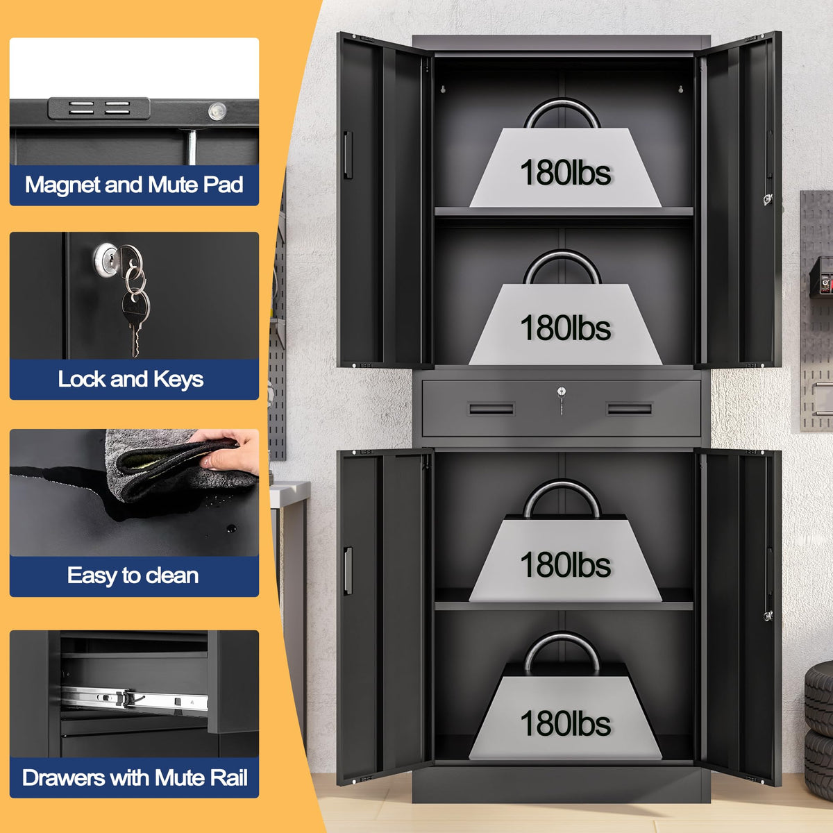 Metal Locking Storage Cabinet with Adjustable Shelves and 1 Drawer T603125