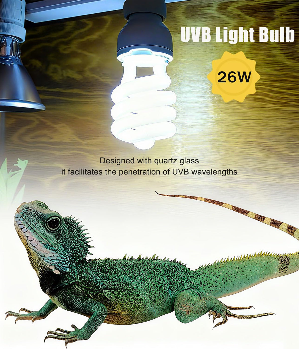 E26 Reptile UVB Light Bulb 26W 2-Pack F533581
