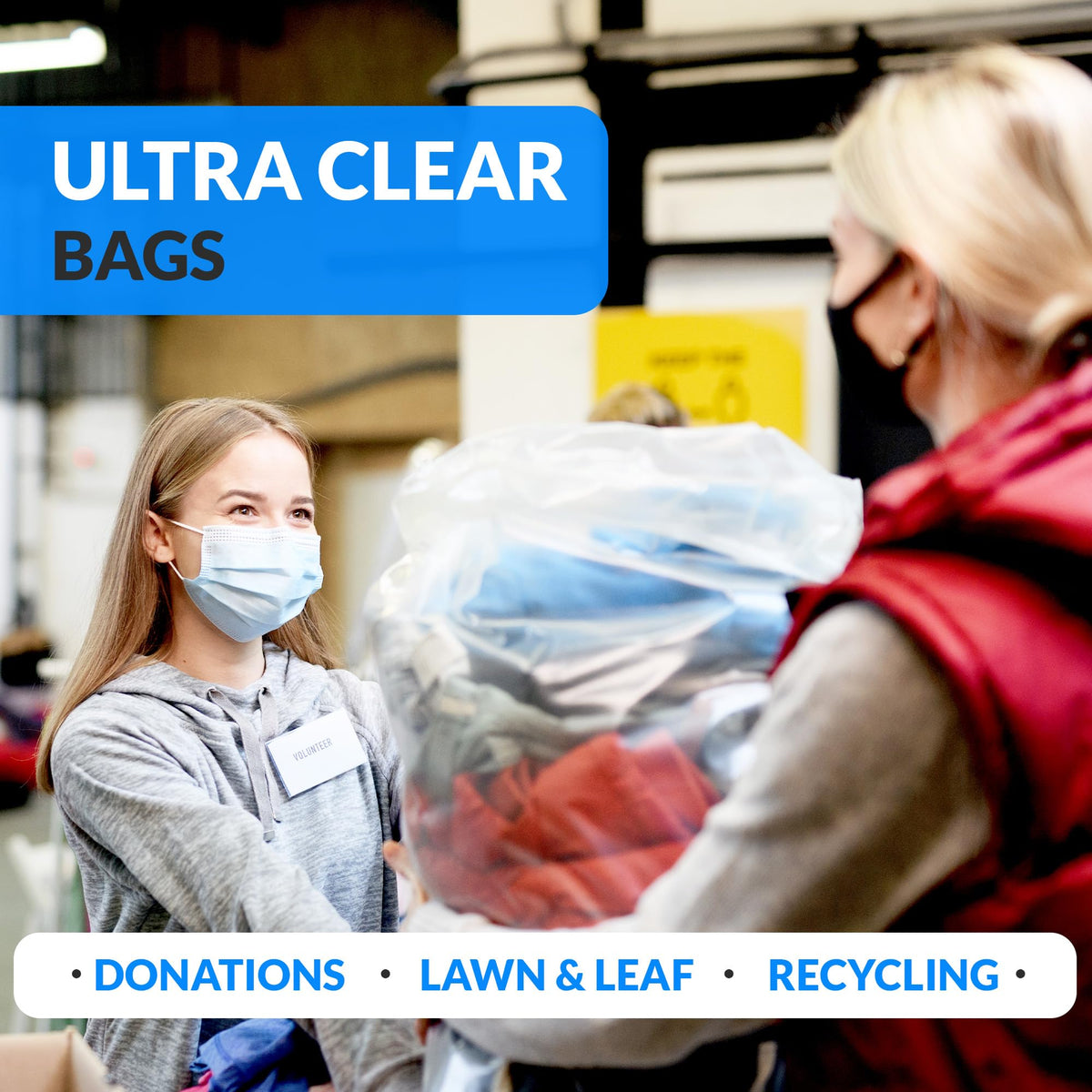 55-60 Gallon Heavy Duty Clear Trash Bags with Ties G945