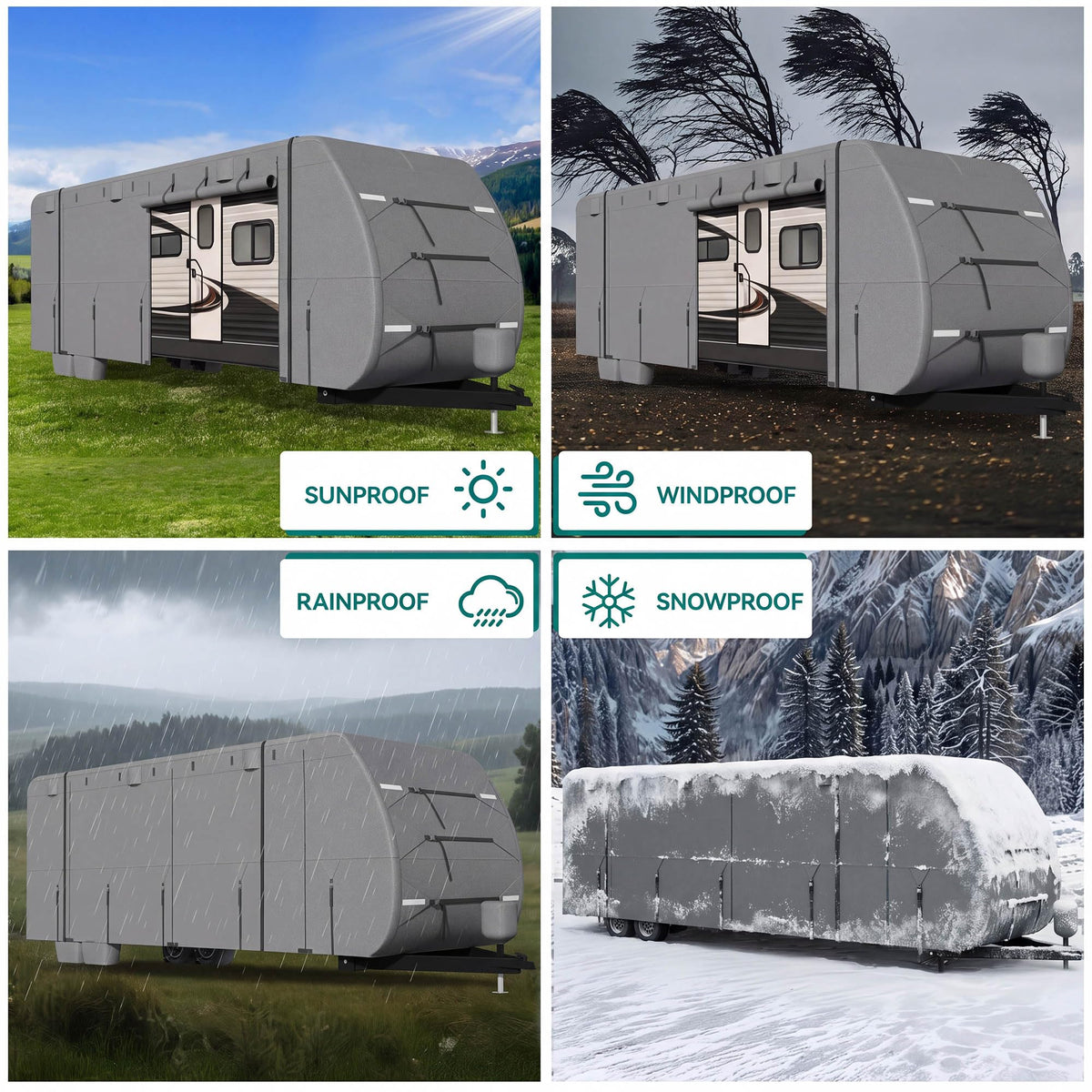 24-27FT Travel Trailer Cover 9-Layers Non-Woven Fabric K972