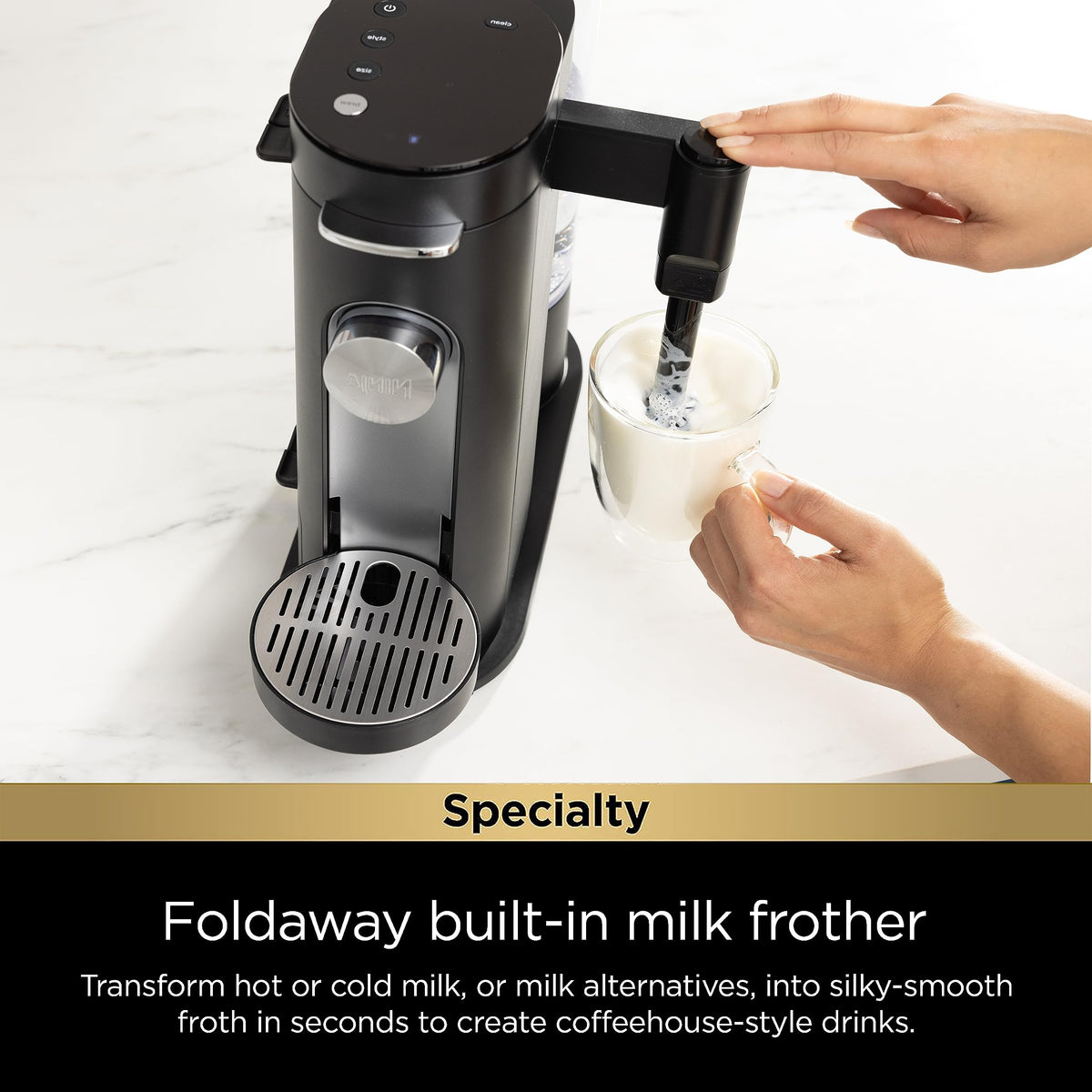 Single-Serve Coffee Maker with Milk Frother, Black F867983