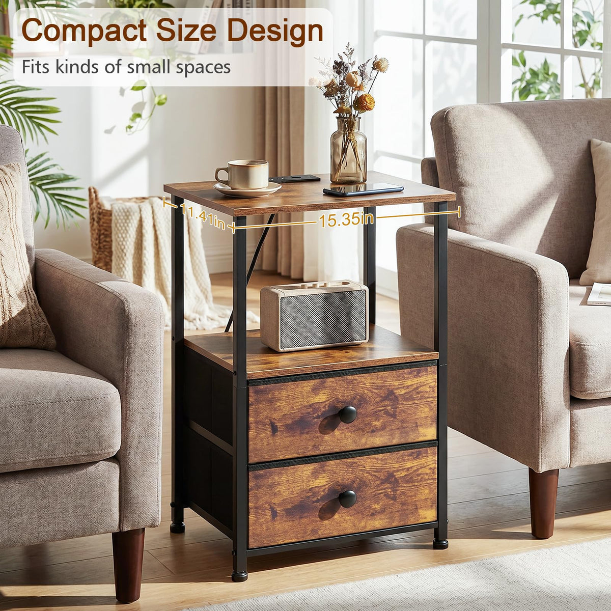 Nightstands Set of 2 with Charging Station J867
