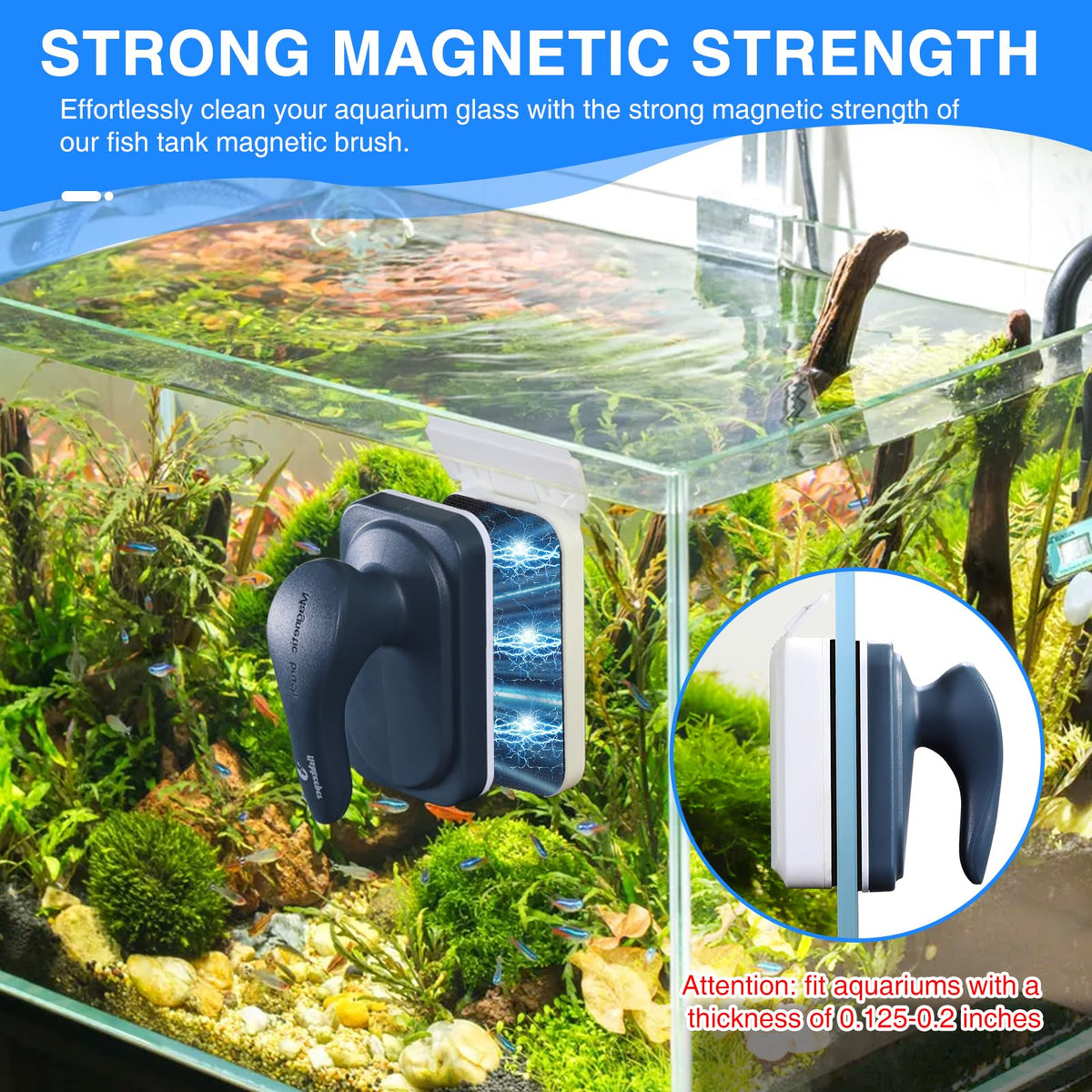 Magnetic Glass Cleaner Brush with 2 Detachable Scrapers B9327