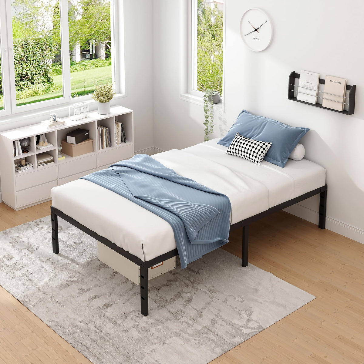 Metal Bed Frame with Storage Space, 14 Inch J845
