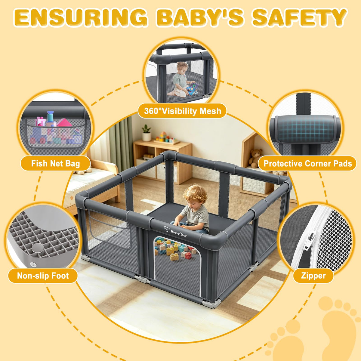 Foldable Baby Playpen with Mat G46949
