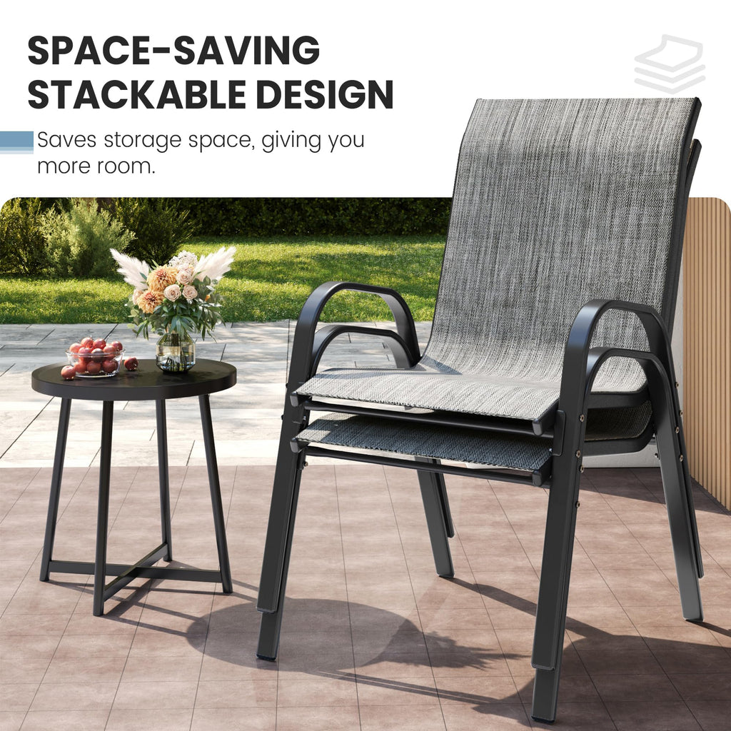 Light Gray Stacking Patio Dining Chairs Set of 8 L171256