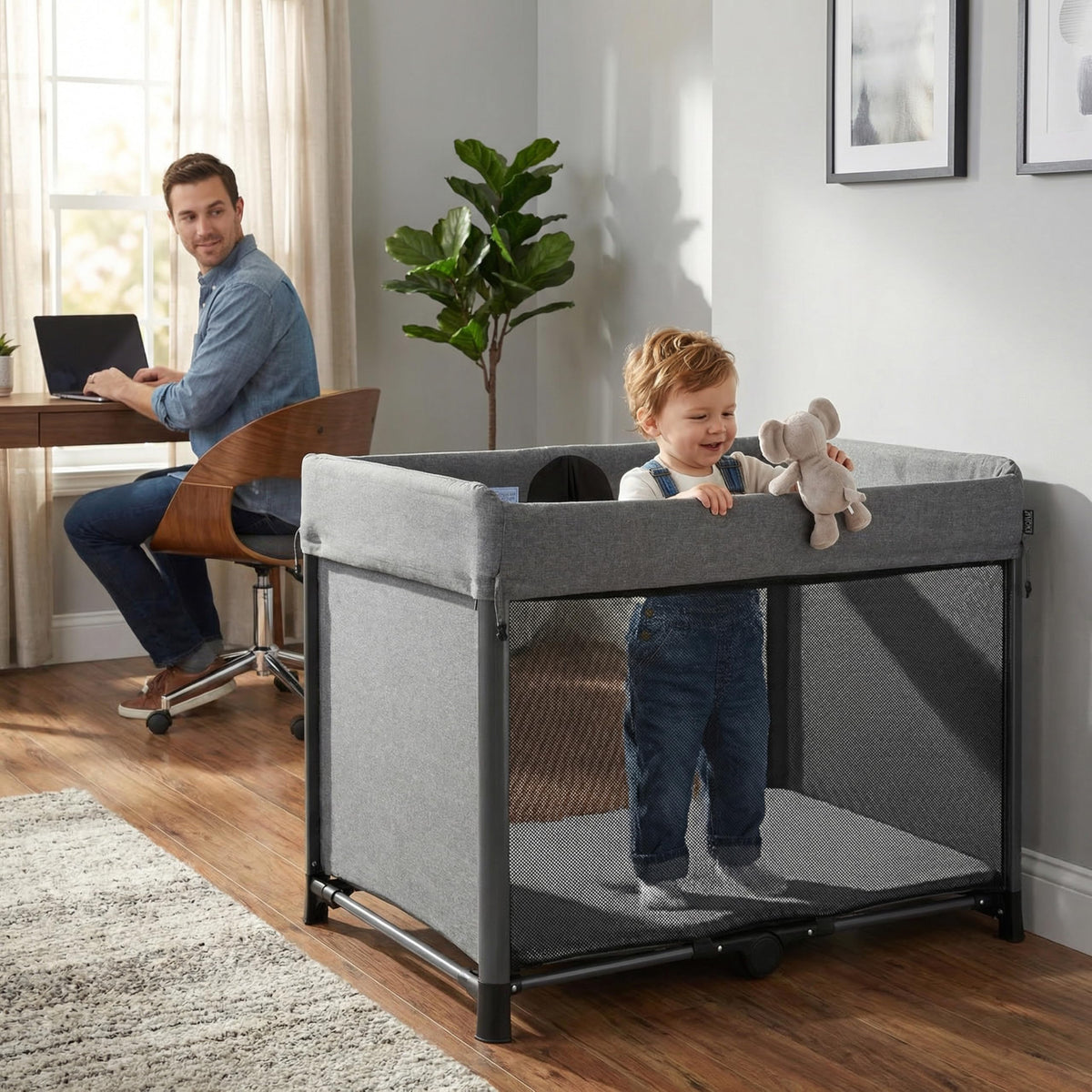 Portable Playard with Instant Fold and Bassinet, Grey M263967