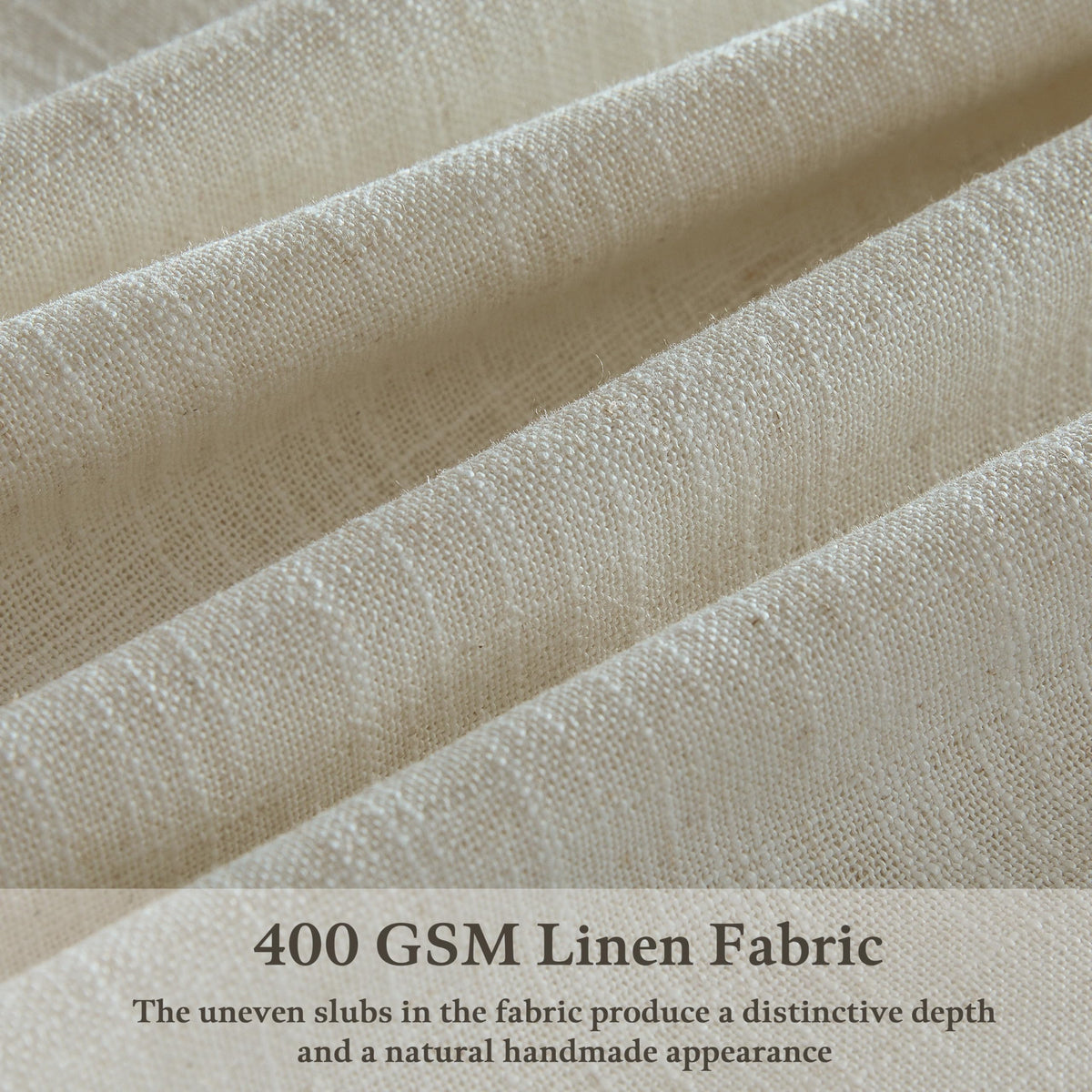 Beige Linen Pleated Light Filtering Curtains H83816