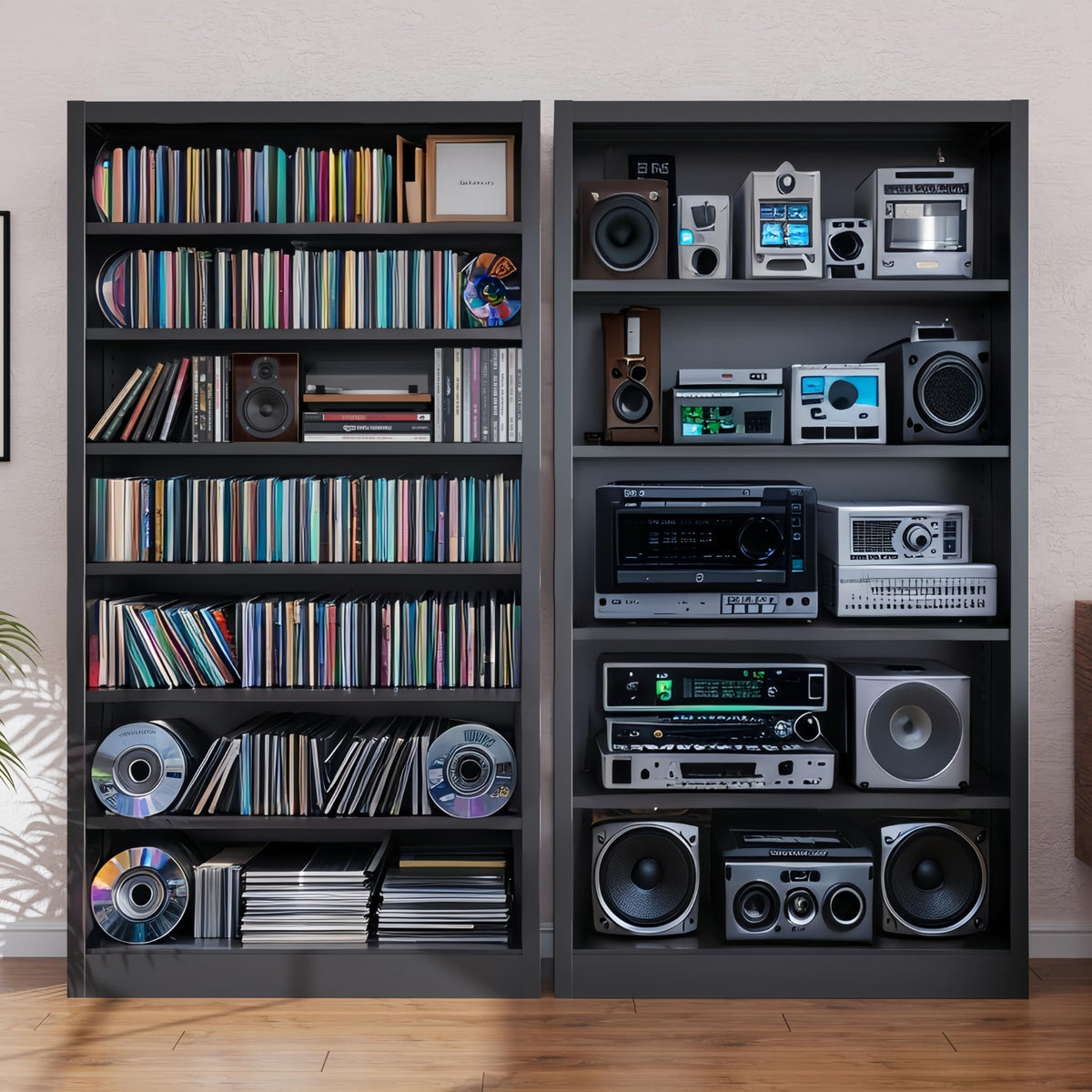 55" Metal Media Storage Cabinet with 6 Adjustable Shelves U637250