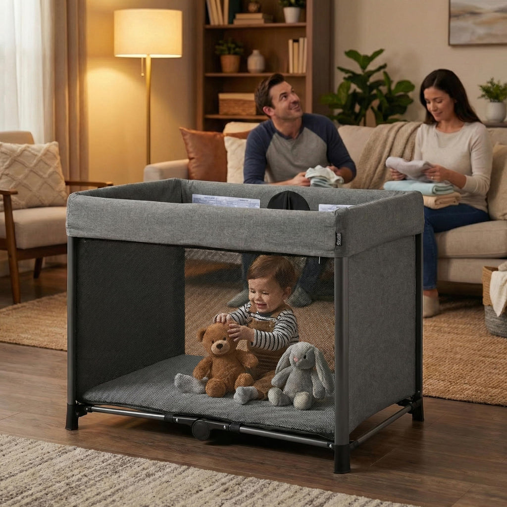 Portable Playard with Instant Fold and Bassinet, Grey M263967