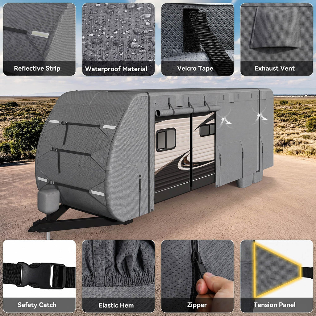 24-27FT Travel Trailer Cover 9-Layers Non-Woven Fabric K972