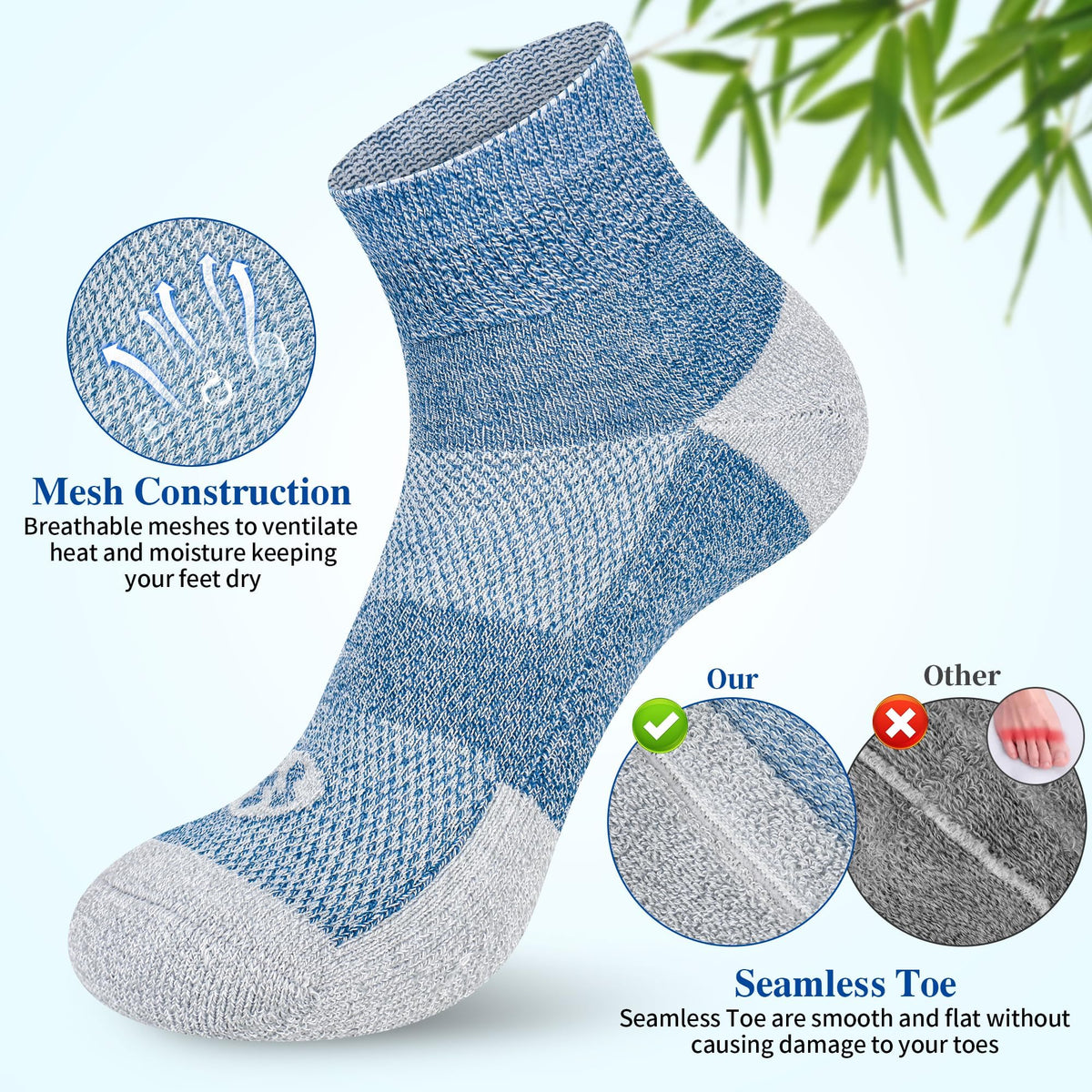 Diabetic Socks for Men, 10 Pairs Ankle & Low Cut Size 9-15 L940