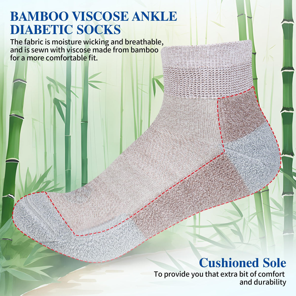 Diabetic Socks for Men, 10 Pairs Ankle & Low Cut Size 9-15 L940