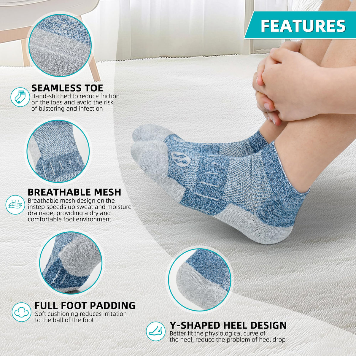 Diabetic Socks for Men, 10 Pairs Ankle & Low Cut Size 9-15 L940