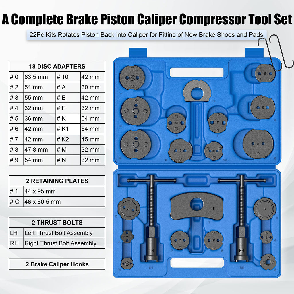 Disc Brake Caliper Wind Back Tool and Piston Compression Set 26 Pieces F778987