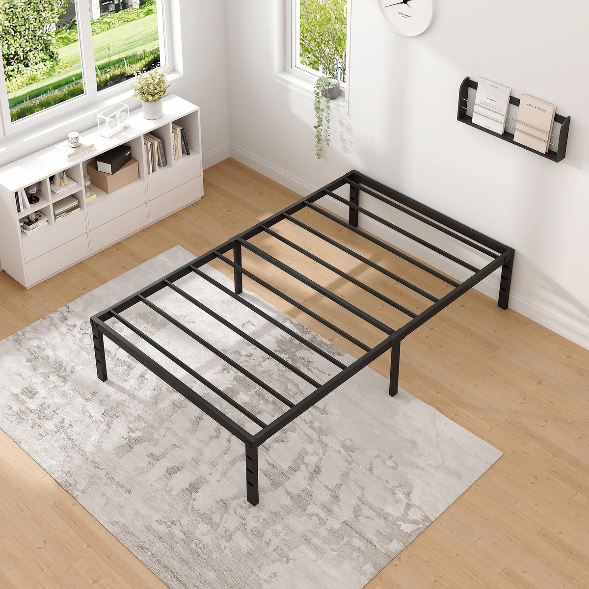 Metal Bed Frame with Storage Space, 14 Inch J845